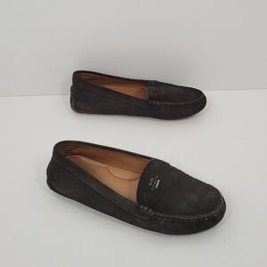 Coach Amber Black Suede Leather Driving Loafer Slip On Shoes Women Size 7.5
